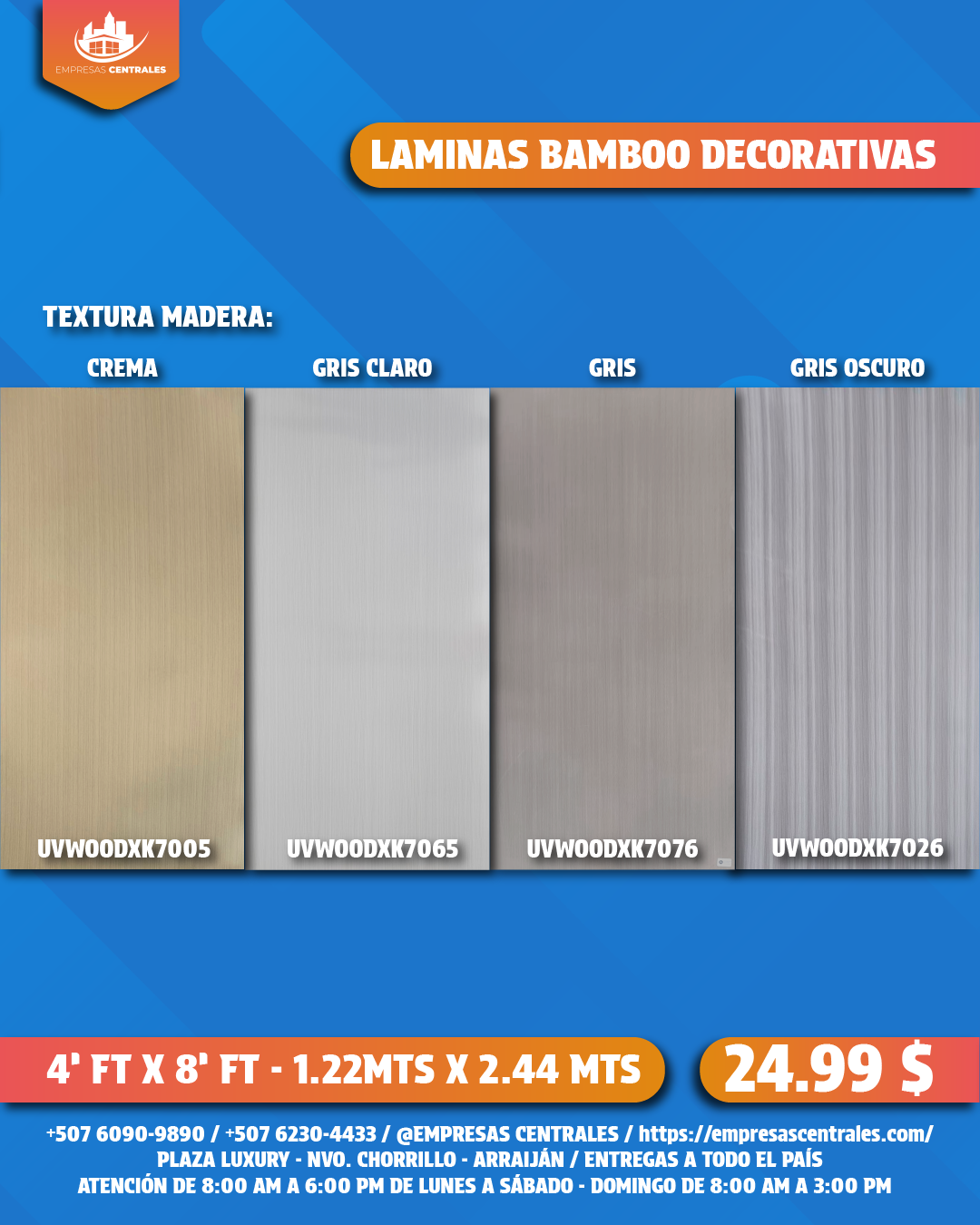 LAMINAS DECORATIVAS DE BAMBOO - TEXTURA MADERA
