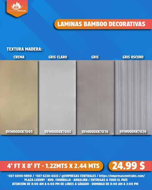 LAMINAS DECORATIVAS DE BAMBOO - TEXTURA MADERA