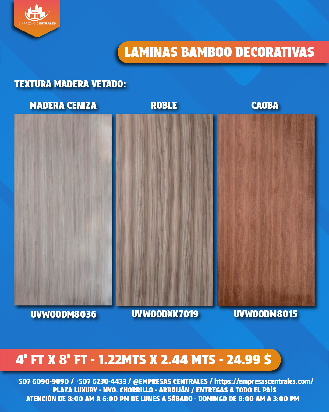 LAMINAS DECORATIVAS DE BAMBOO - TEXTURA MADERA VETADO
