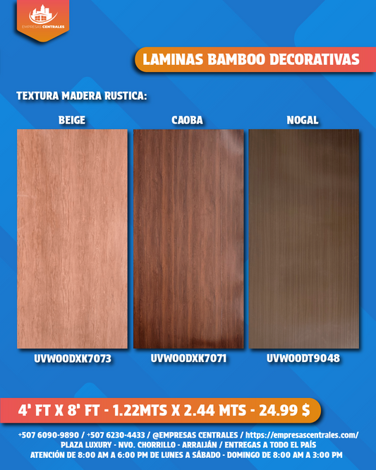 LAMINAS DECORATIVAS DE BAMBOO - MADERA RUSTICA