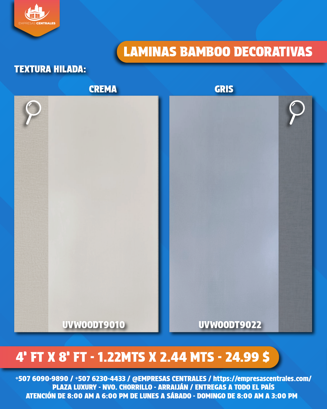 LAMINAS DECORATIVAS DE BAMBOO -ACABADO HILADO