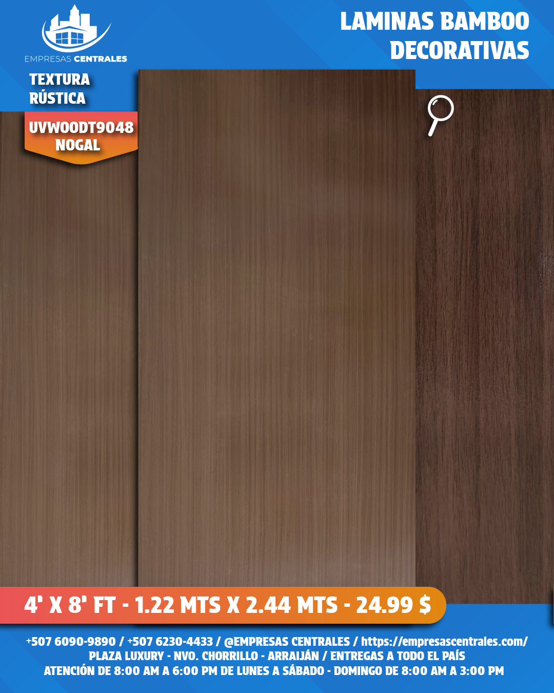 LAMINAS DECORATIVAS DE BAMBOO - MADERA RUSTICA nogal, beige, caoba