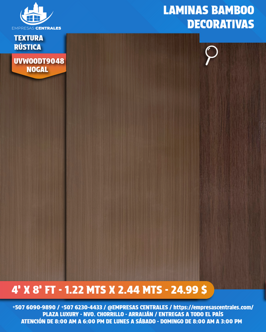 LAMINAS DECORATIVAS DE BAMBOO - MADERA RUSTICA nogal, beige, caoba