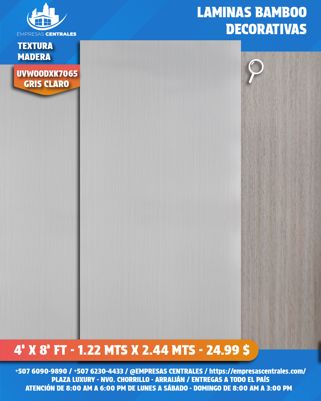 LAMINAS DECORATIVAS DE BAMBOO - TEXTURA MADERA gris claro, crema, gris, gris oscuro