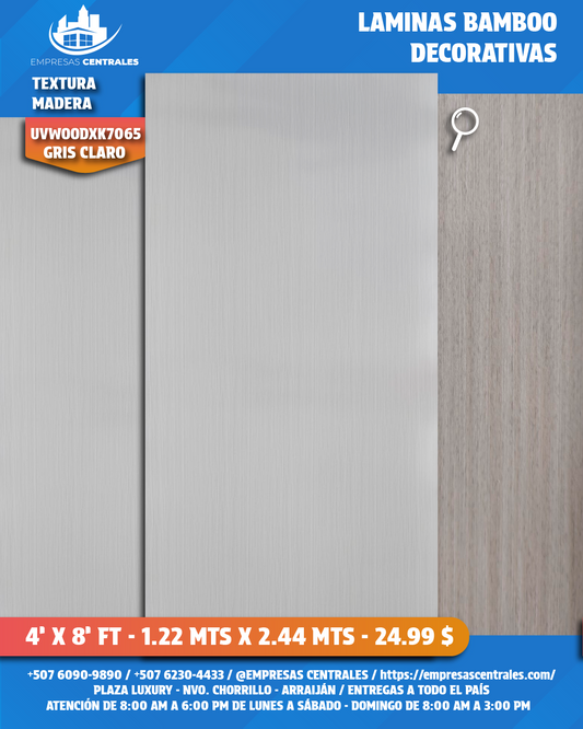 LAMINAS DECORATIVAS DE BAMBOO - TEXTURA MADERA gris claro, crema, gris, gris oscuro