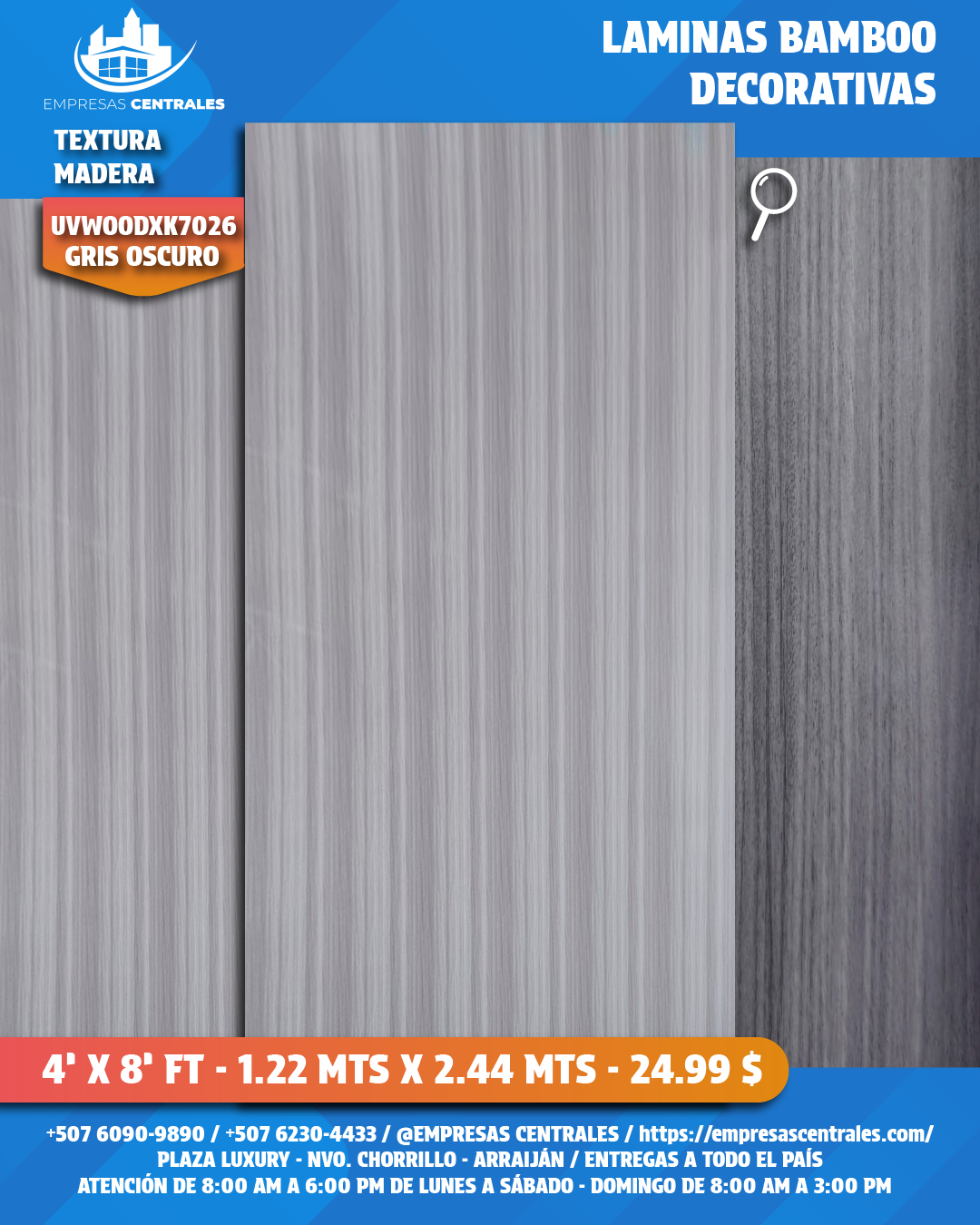 LAMINAS DECORATIVAS DE BAMBOO - TEXTURA MADERA gris claro, crema, gris, gris oscuro