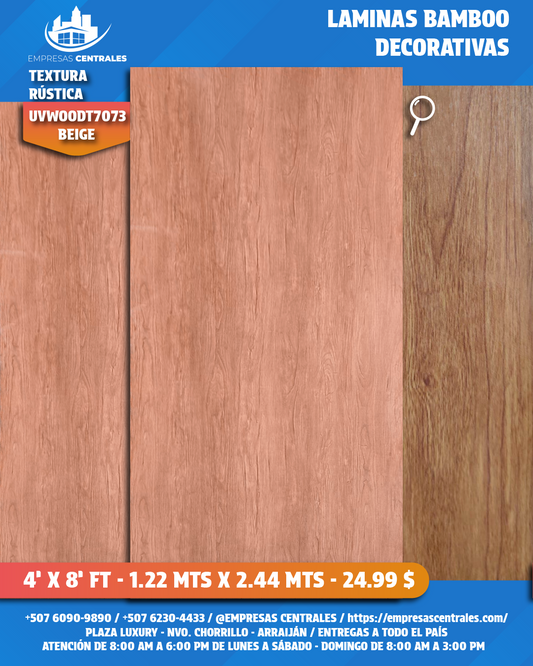 LAMINAS DECORATIVAS DE BAMBOO - MADERA RUSTICA beige
