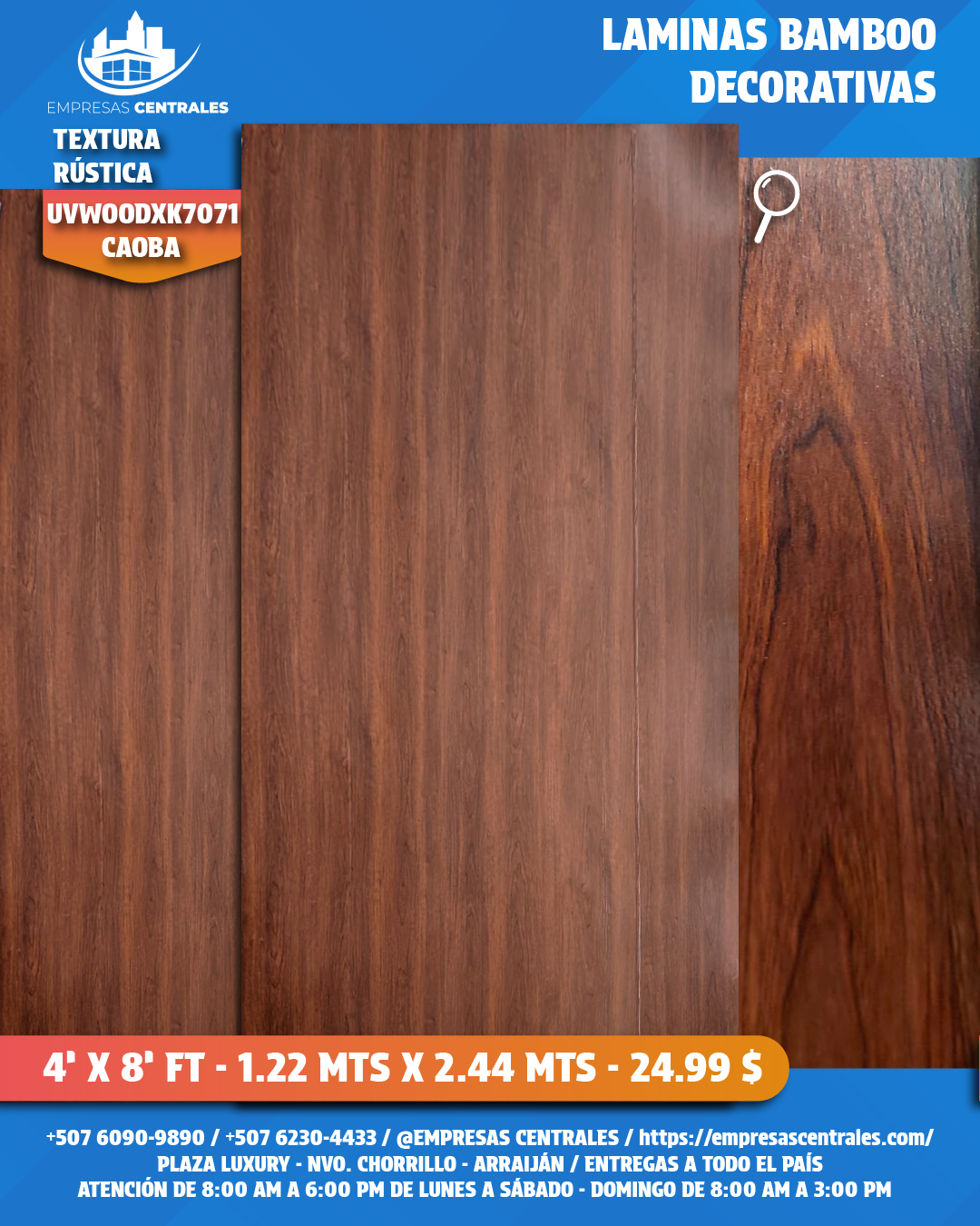 LAMINAS DECORATIVAS DE BAMBOO - MADERA RUSTICA nogal, beige, caoba
