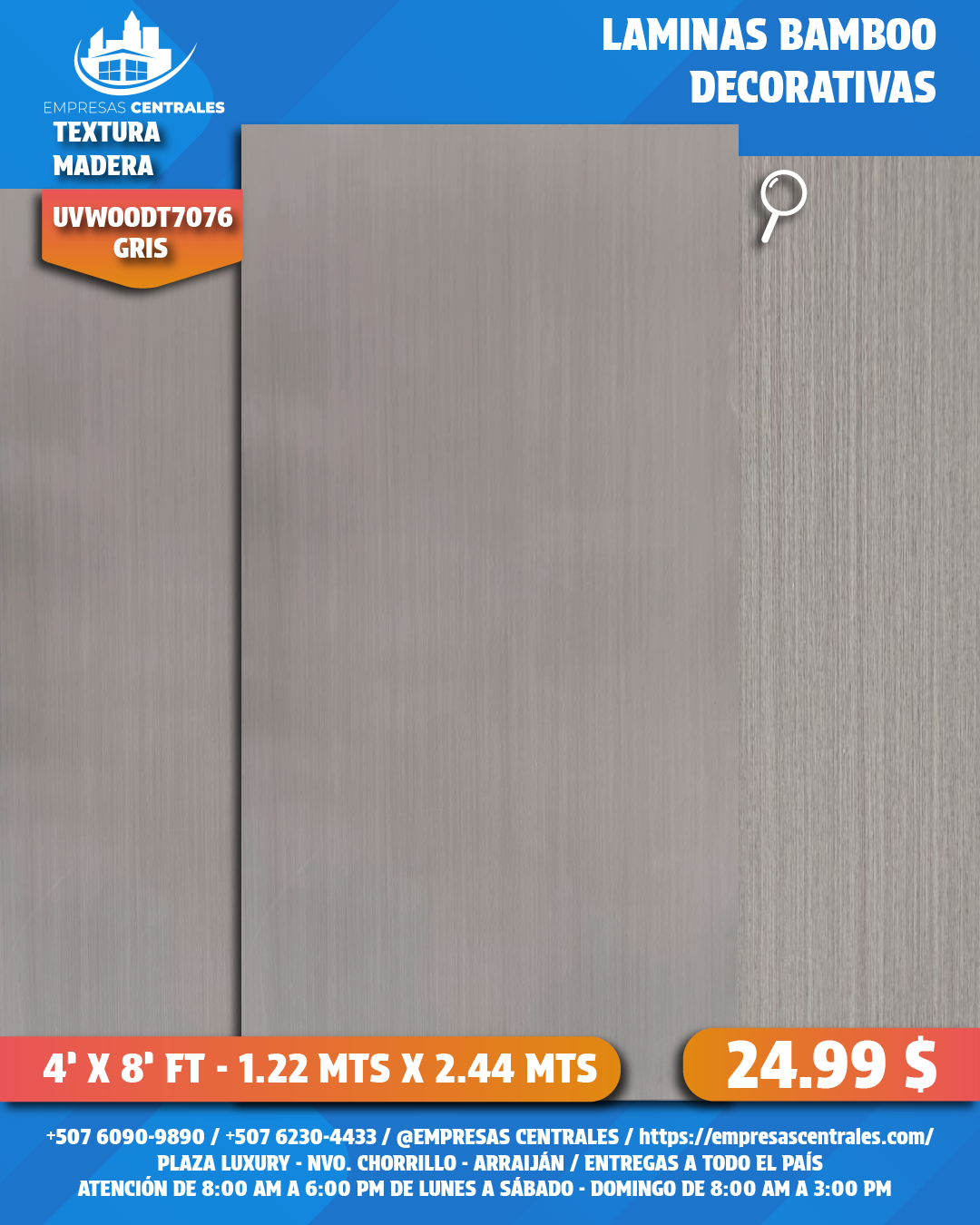LAMINAS DECORATIVAS DE BAMBOO - TEXTURA MADERA gris