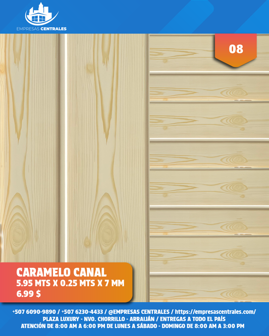 Cielo raso PVC madera caramelo canal #08