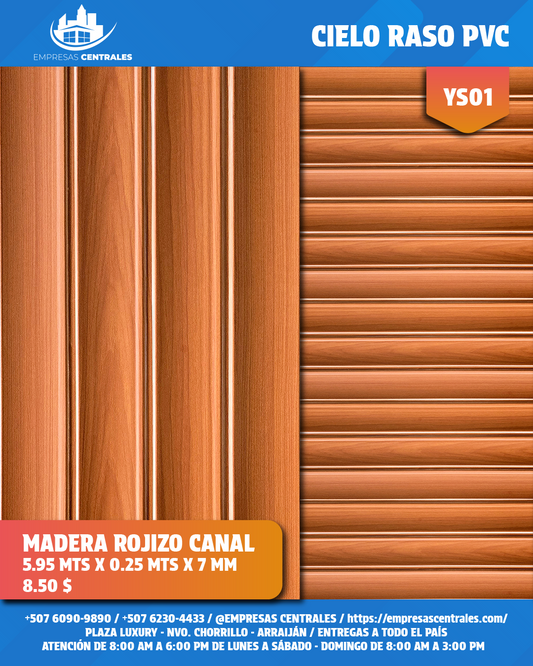 Cielo Raso Pvc LAMINADOS 25cm x 5.95m x 7mm