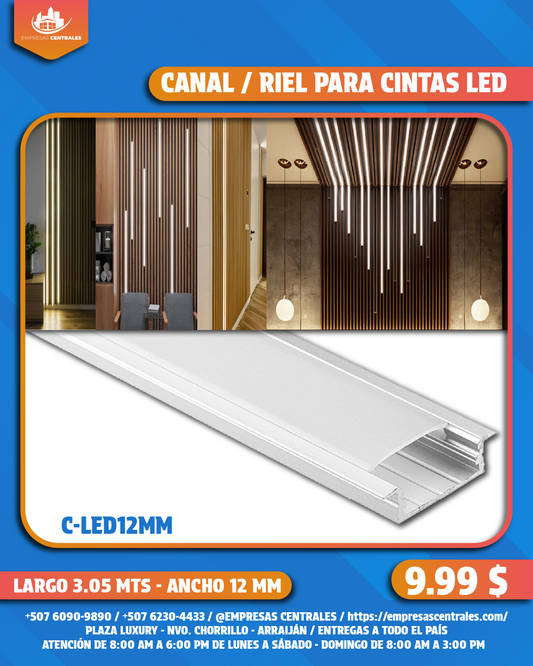 Canal de Aluminio Silver para Luces LED