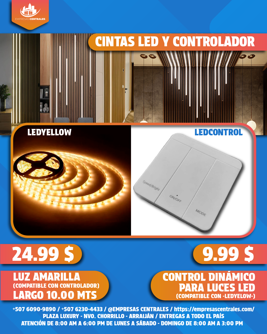 CINTA LED AMARILLA Y CONTROLADOR