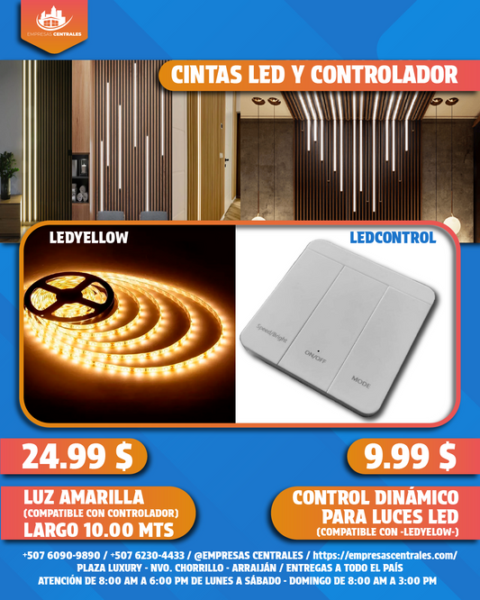 CINTA LED AMARILLA Y CONTROLADOR
