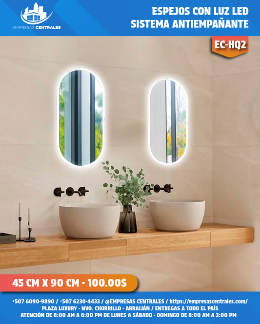 Espejo de Baño con Luz LED y Sistema Antiempañante HQ2