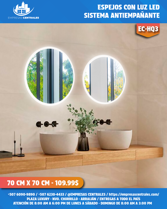 Espejo de Baño con Luz LED y Sistema Antiempañante HQ3