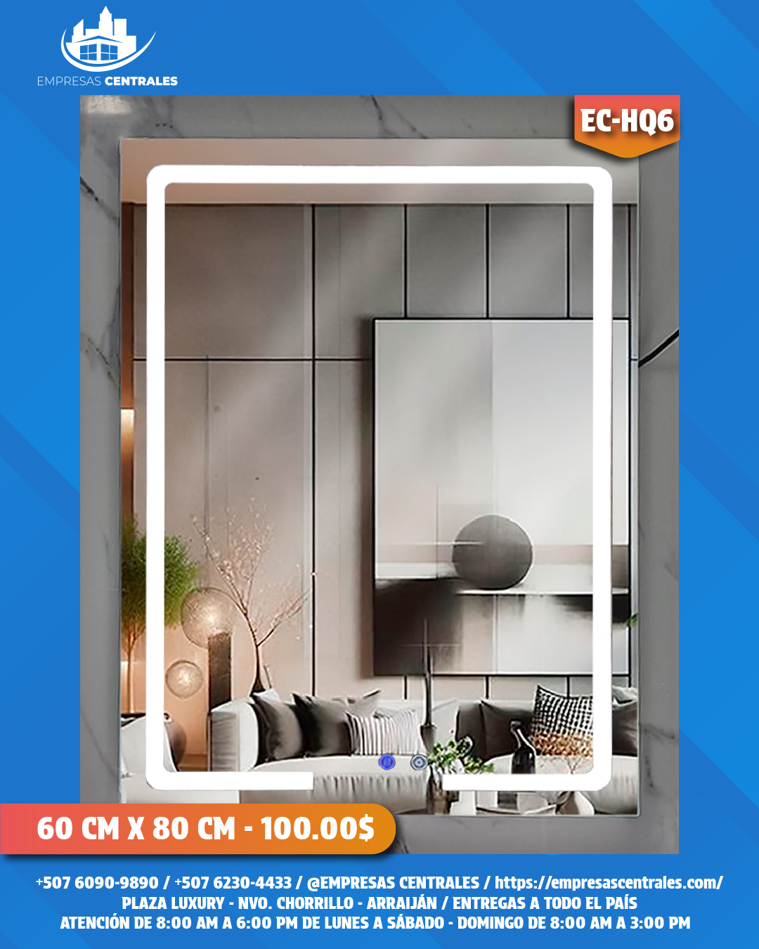 Espejo de Baño con Luz LED y Sistema Antiempañante HQ6
