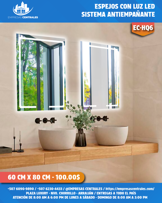 Espejo de Baño con Luz LED y Sistema Antiempañante HQ6