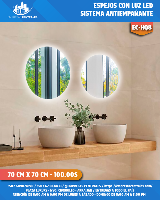 Espejo de Baño con Luz LED y Sistema Antiempañante HQ8