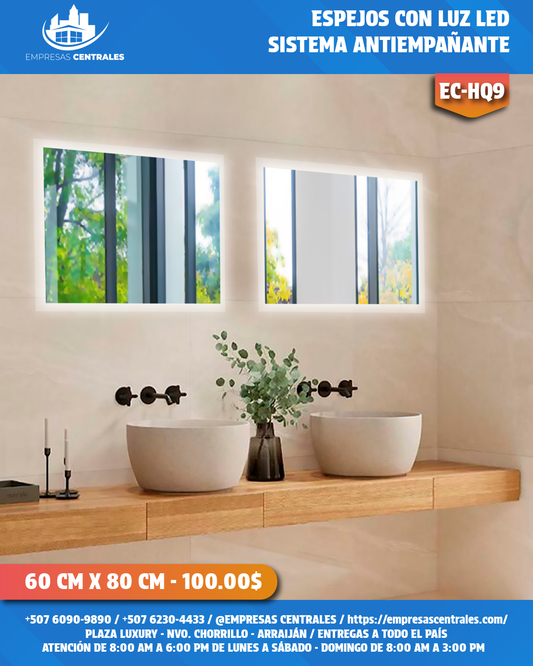 Espejo de Baño con Luz LED y Sistema Antiempañante HQ9