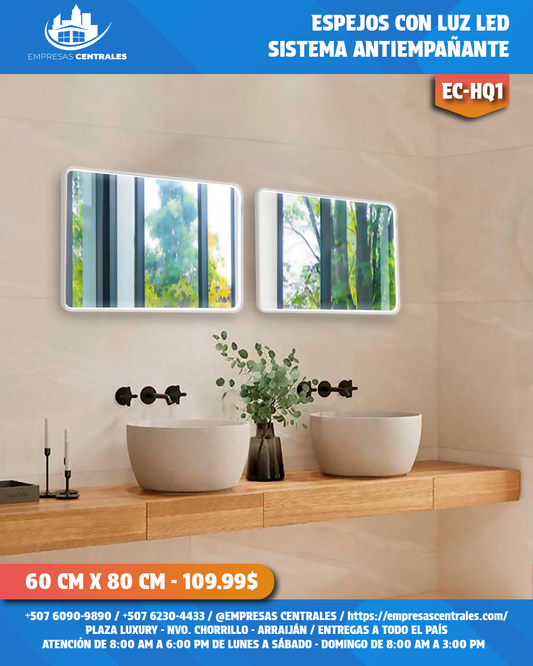 Espejo de Baño con Luz LED y Sistema Antiempañante HQ1