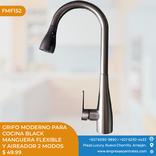 Grifo Moderno para Cocina - BLACK con Manguera Flexible y Aireador de 2 Modos