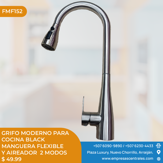 Grifo Moderno para Cocina - SILVER con Manguera Flexible y Aireador de 2 Modos