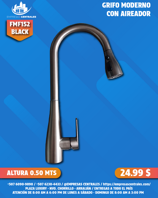 Grifo Moderno para Cocina - BLACK con Manguera Flexible y Aireador de 2 Modos