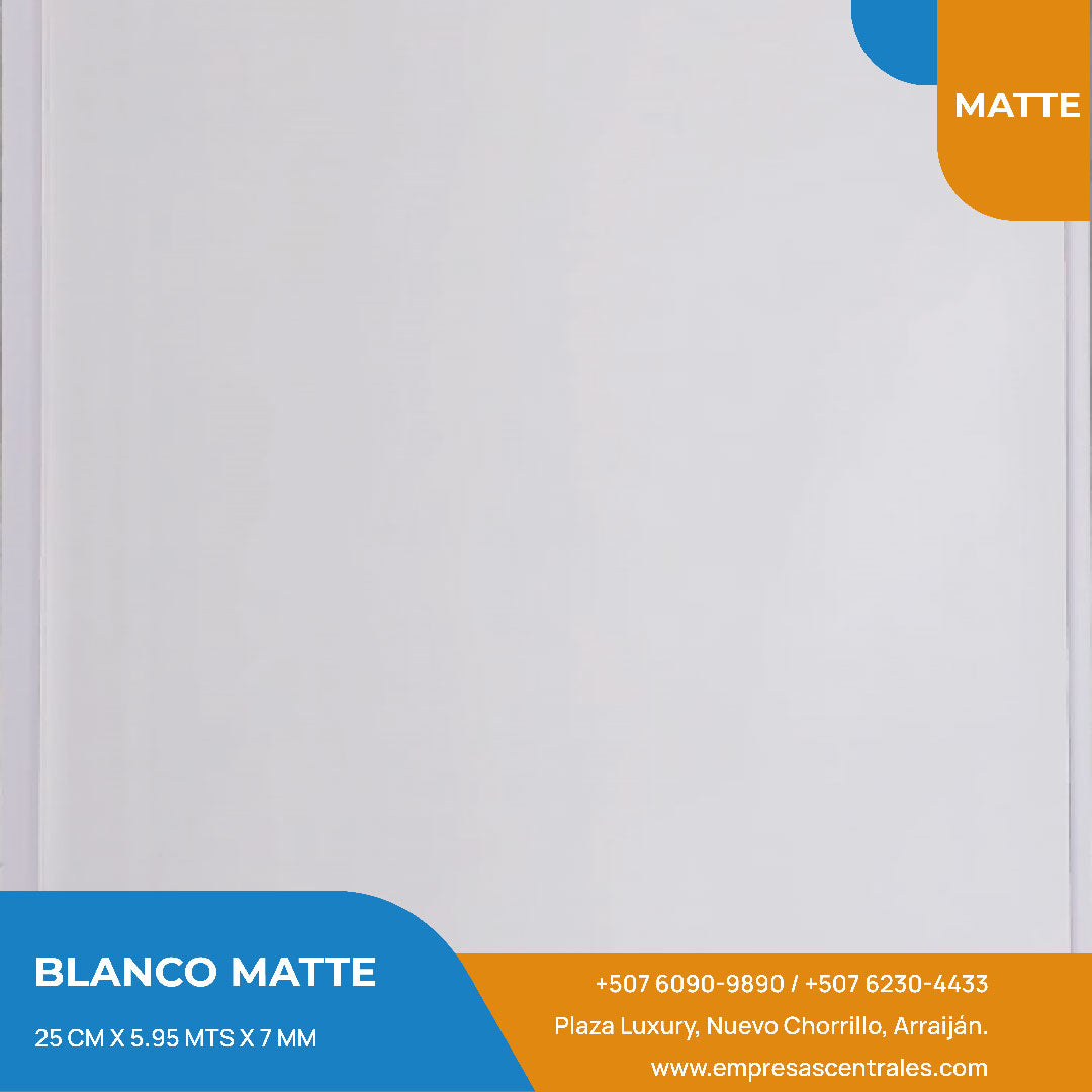 Cielo Raso Pvc Mate Blanco 25cm x 5.95m x 7mm