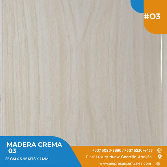 Cielo Raso Pvc Madera Claro #3 25cm x 5.95m x 7mm