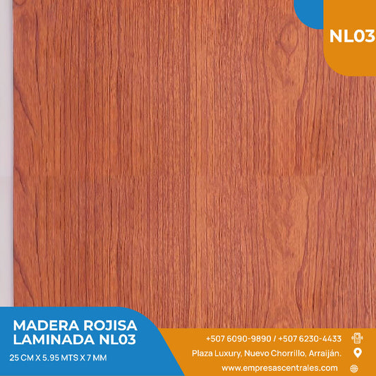 Cielo Raso Pvc Madera Chocolate Oscuro Liso NL03 25cm x 5.95m x 7mm