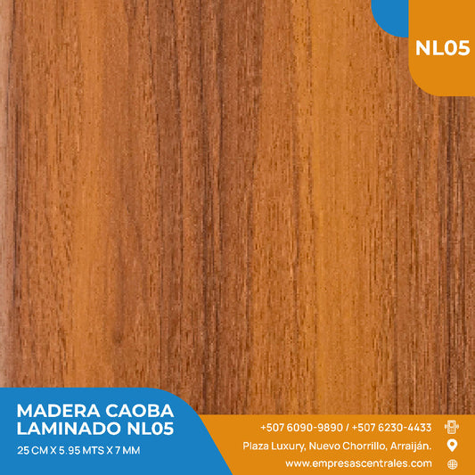 Cielo Raso Pvc Madera Chocolate Oscuro NL05 Liso 25cm x 5.95m x 7mm