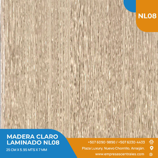 Cielo Raso Pvc Madera Claro NL08 25cm x 5.95m x 7mm