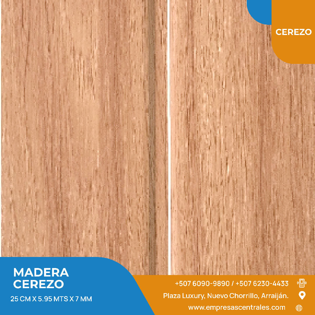 Cielo Raso Pvc Madera Cerezo 25cm x 5.95m x 7mm