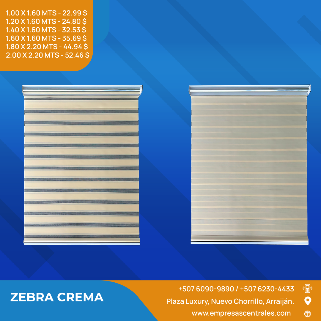 Cortina enrollable cebra color Crema