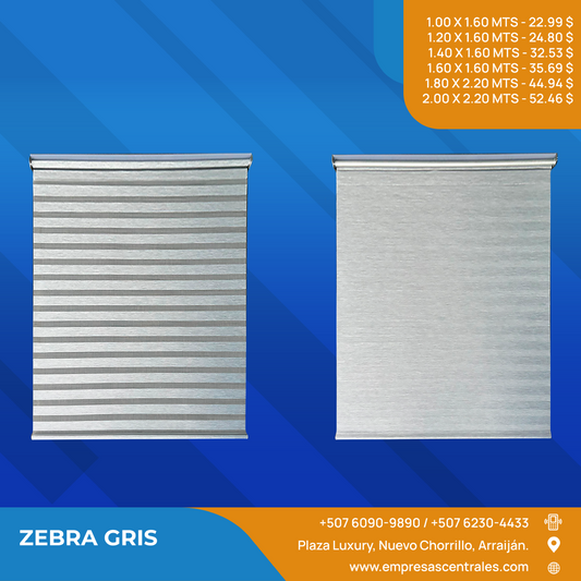 Cortina enrollable cebra color gris