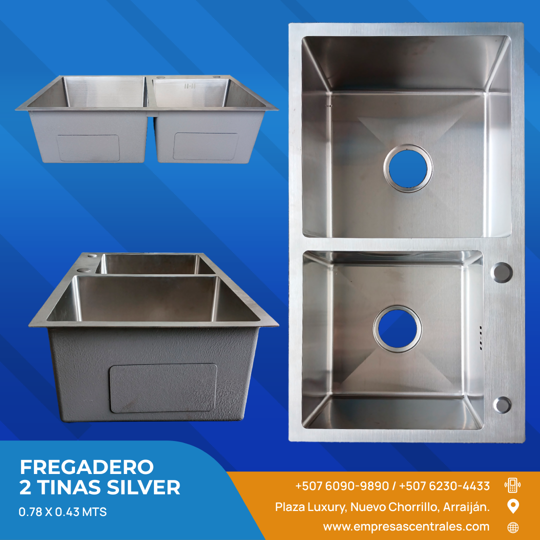 Fregadero moderno Tina doble silver