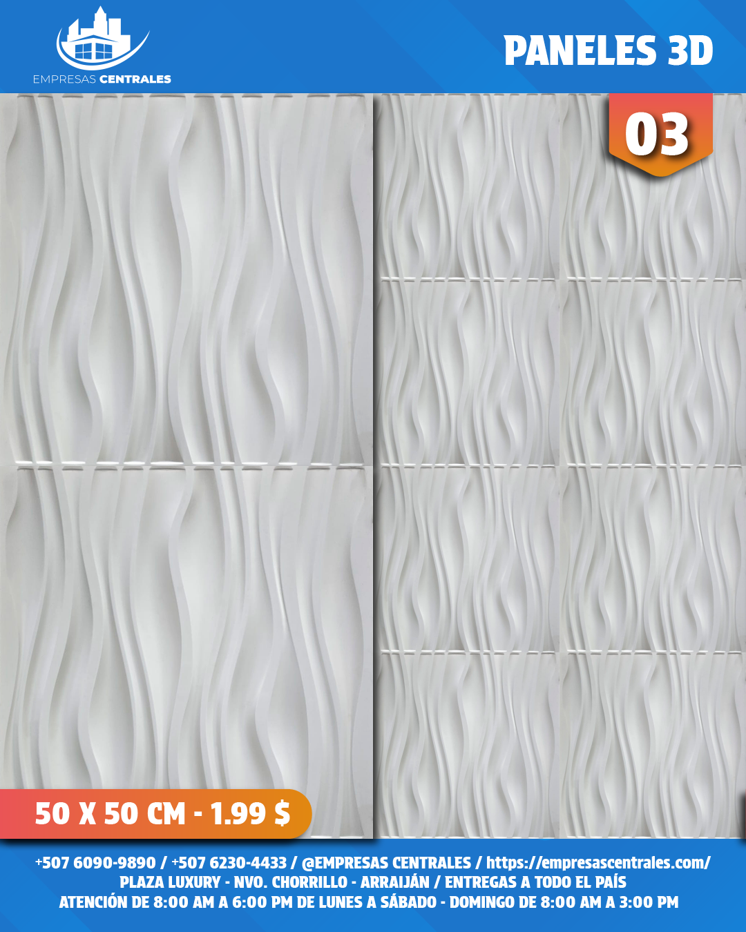 Láminas 3D de PVC Color Blanco