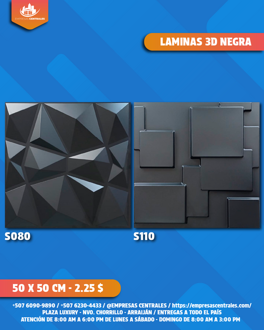 Láminas 3D de PVC Color Negro