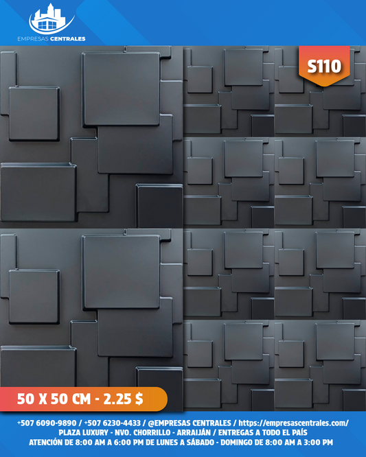 Lamina 3D PVC cubic negro