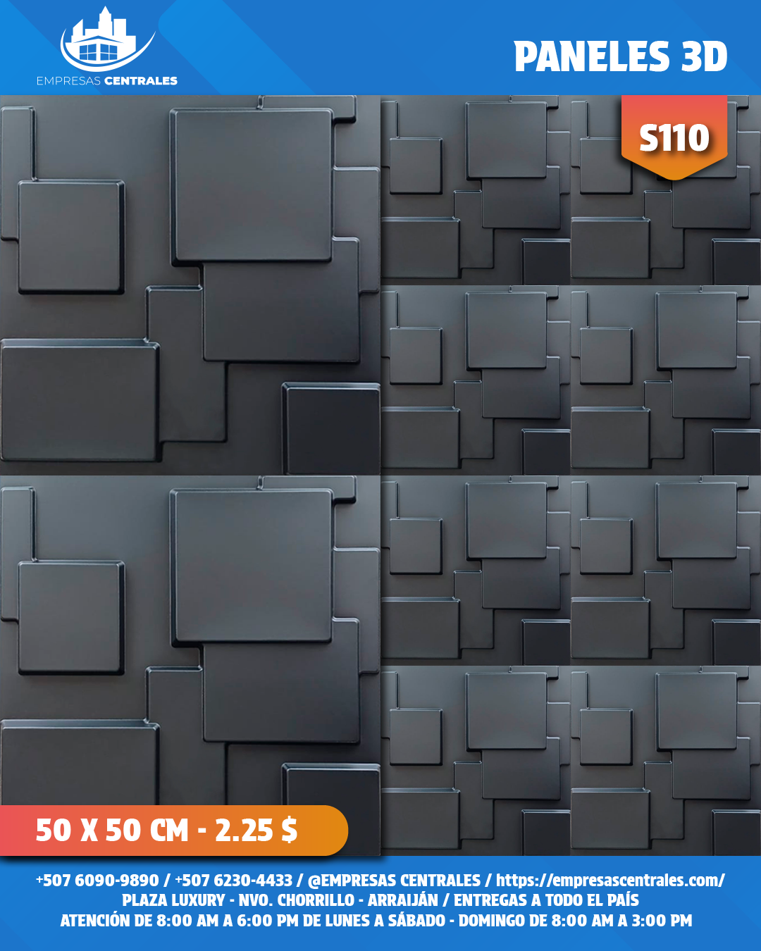 Láminas 3D de PVC Color Negro