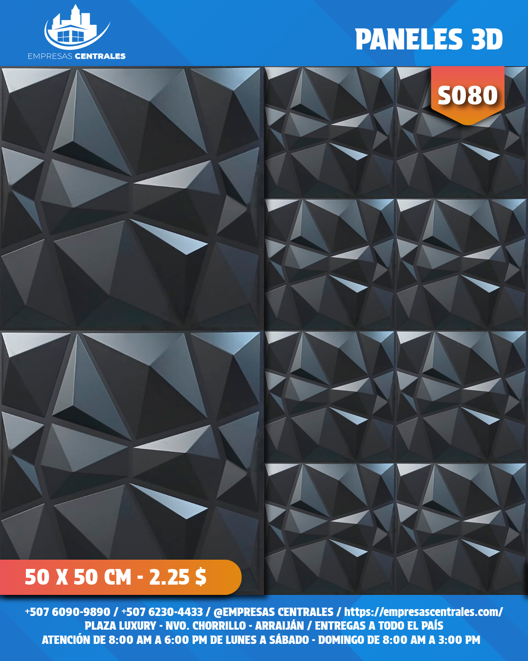 Láminas 3D de PVC Color Negro