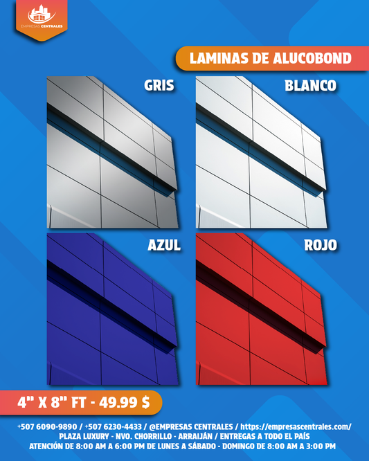 Láminas de alucobond 4''x8'' FT x 5MM