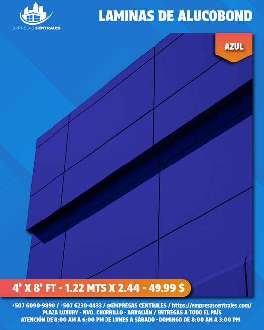 Láminas de alucobond 4''x8'' FT x 5MM azul