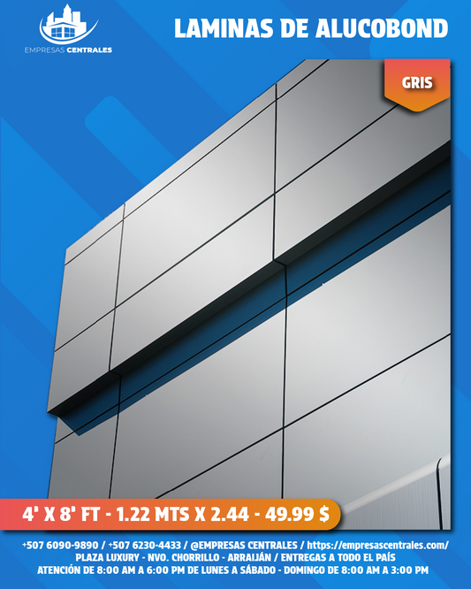 Láminas de alucobond 4''x8'' FT x 5MM gris