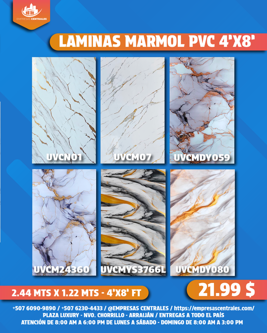 LAMINAS PVC 4X8 REVESTIMIENTO PARA PAREDES