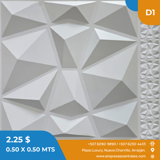 LAMINA DE PARED 3D MODELO DIAMANTE DE PVC