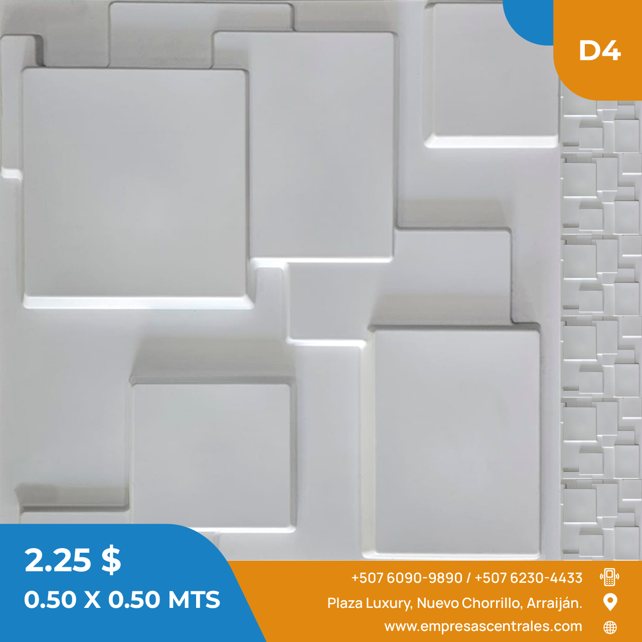 LAMINA DE PARED 3D MODELO CUBIC DE PVC