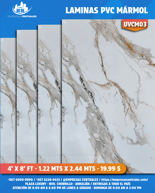 LAMINAS PVC 4X8 REVESTIMIENTO PARA PAREDES UVCM03