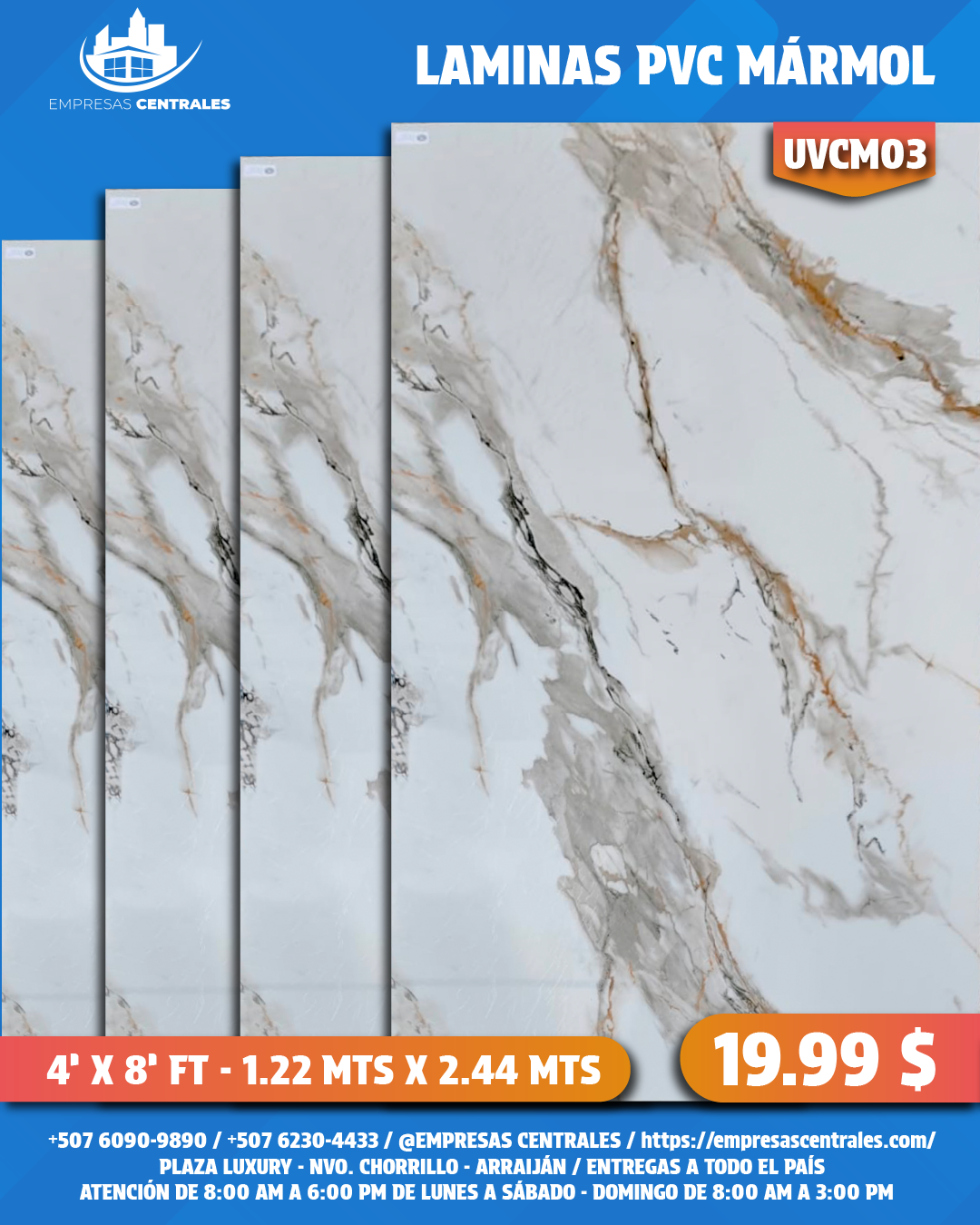 LAMINAS PVC 4X8 REVESTIMIENTO PARA PAREDES